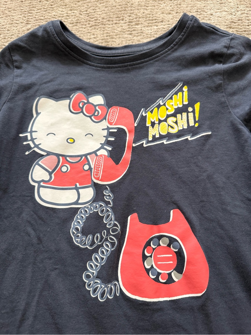 Tea Collection Hello Kitty Graphic Long Sleeve Tee Navy Girls‎ Size 7
